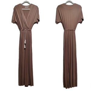 Toby Heart Ginger Elastic Tie Waist Jersey Knit Maxi Dress